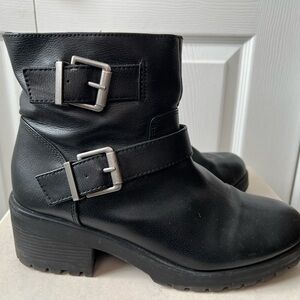 Target Black Moto Boots with Silver Buckles